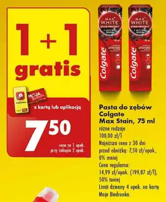 Biedronka Pasta do zębów Colgate Max Stain 75 ml oferta