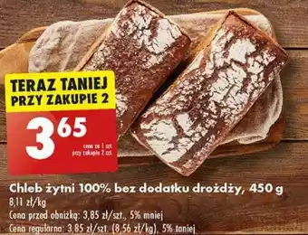 Biedronka Chleb żytni 100% bez dodatku drożdży 450 g oferta