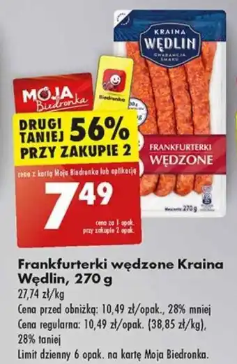 Biedronka Frankfurterki wędzone Kraina Wędlin 270 g oferta