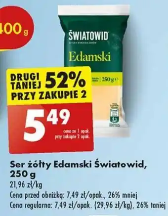Biedronka Ser żółty Edamski Światowid 250 g oferta