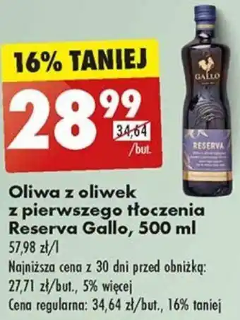 Biedronka Oliwa z oliwek z pierwszego tłoczenia Reserva Gallo 500 ml oferta