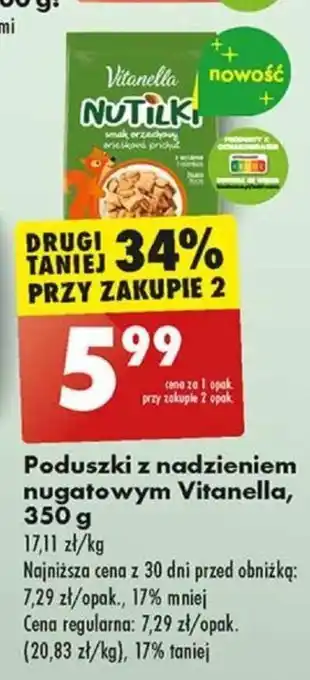 Biedronka Poduszki z nadzieniem nugatowym Vitanella 350 g oferta