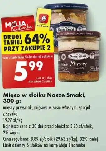 Biedronka Mięso w słoiku Nasze Smaki 300 g oferta