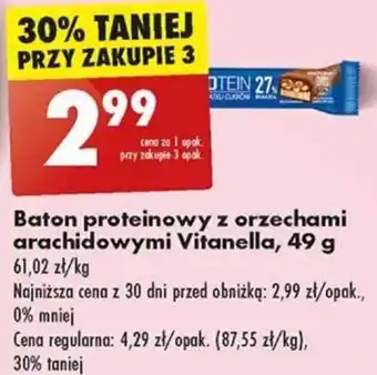 Biedronka Baton proteinowy z orzechami arachidowymi Vitanella 49 g oferta