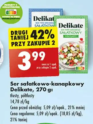 Biedronka Ser sałatkowy typu greckiego tłusty Delikate oferta