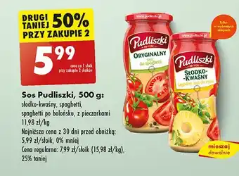 Biedronka Sos do makaronu z pieczarkami Pudliszki oferta