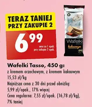 Biedronka Wafelki z kremem kakaowym Tasso oferta