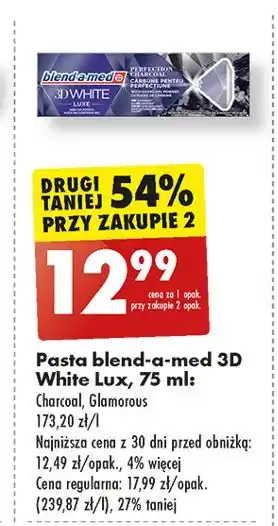 Biedronka Pasta do zębów perfection charcoal Blend-A-Med 3D White Luxe oferta