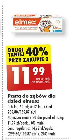 Biedronka Pasta do zębów 6-12 lat Elmex Junior oferta