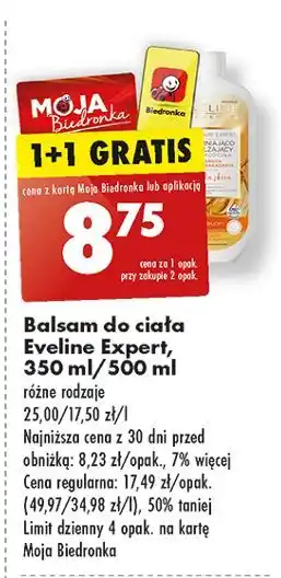 Biedronka Balsam do ciała argan olejek makadamia Eveline Cosmetics oferta