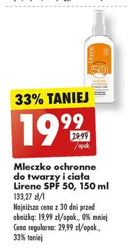 Biedronka Mleczko ochronne do twarzy sporty spf 50 Lirene Dermoprogram oferta