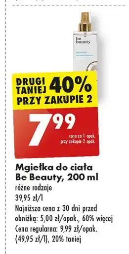 Biedronka Mgiełka do ciała coconut Be Beauty Care oferta