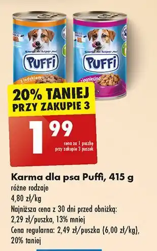 Biedronka Karma dla psa z jagnięciną Puffi oferta