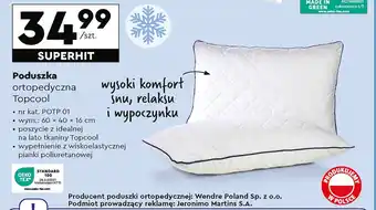 Biedronka Poduszka ortopedyczna topcool 40 x 60 16 cm Smukee oferta