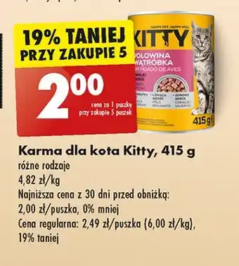 Biedronka Karma dla kota z wołowiną i wątróbką Kitty oferta