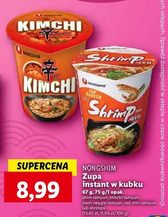 Lidl Zupa kimchi ramen Nongshim oferta