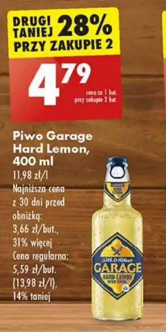 Biedronka Piwo Garage Hard Lemon 400 ml oferta