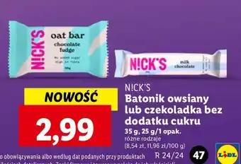 Lidl Baton owsiany chocolate fudge N!Ck's oferta