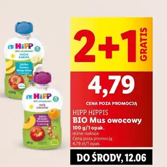 Lidl Mus owocowy jabłko-morela-brzoskwinia Hipp oferta