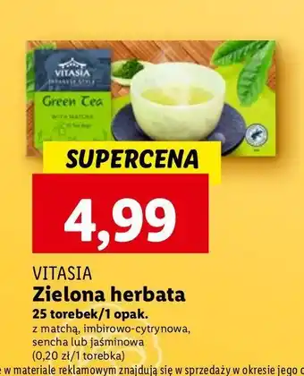 Lidl Herbata zielona jaśminowa Vitasia japan oferta