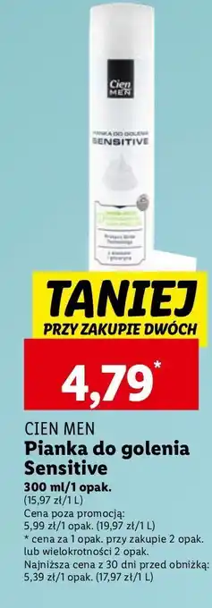 Lidl Pianka do golenia sensitive Cien Men oferta