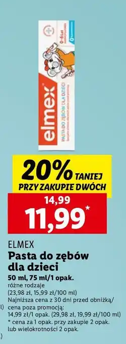 Lidl Pasta do zębów dla dzieci 0-6 Elmex oferta
