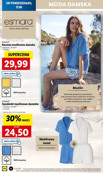 Lidl Spodneki damskie muślinowe 36-46 Esmara oferta
