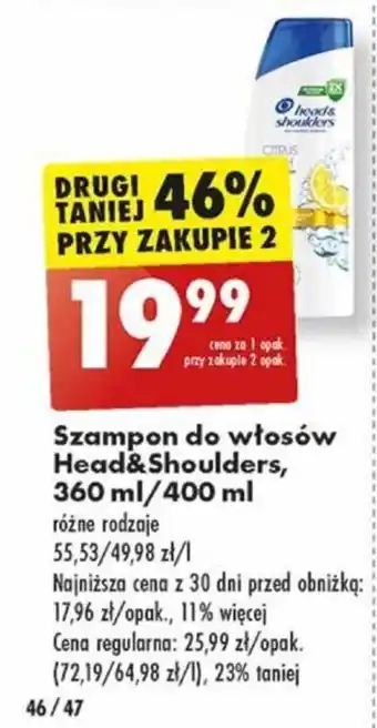 Biedronka Szampon do włosów Head&Shoulders 360/400ml oferta