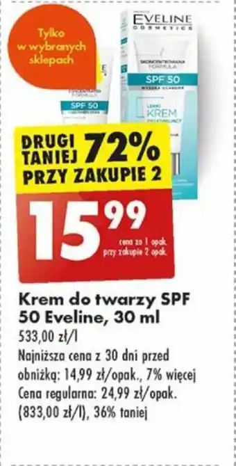 Biedronka Krem do twarzy SPF 50 Eveline 30 ml oferta