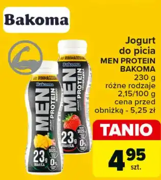 Carrefour Jogurt truskawkowy wysokoproteinowy Bakoma Men Protein oferta