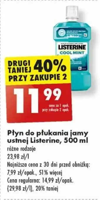Biedronka Płyn do płukania jamy ustnej Listerine 500 ml oferta