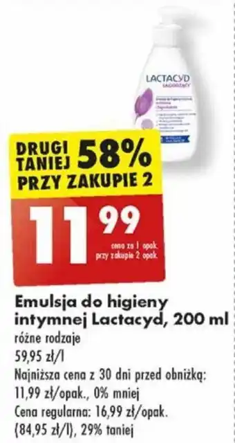 Biedronka Emulsja do higieny intymnej Lactacyd 200 ml oferta