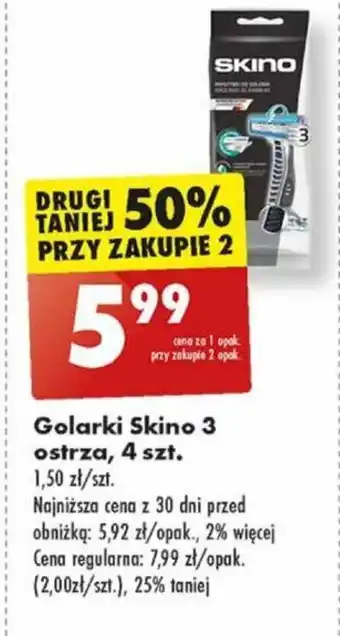 Biedronka Golarki Skino 3 ostrza 4 szt. oferta