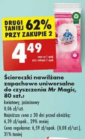 Biedronka Ściereczki nawilżane zapachowe uniwersalne do czyszczenia Mr Magic, 80 szt. oferta