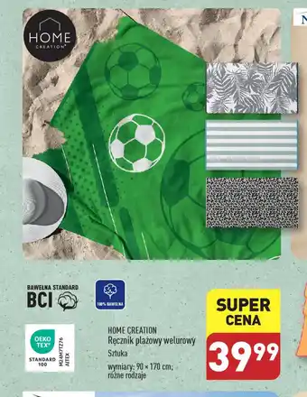 ALDI HOME CREATION Ręcznik plażowy welurowy 90 x 170 cm oferta