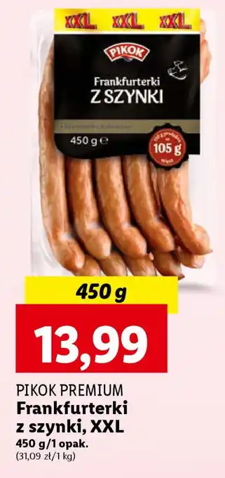 Lidl PIKOK PREMIUM Frankfurterki z szynki 450 g oferta