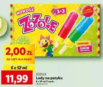 ZOZOLE Lody na patyku 6 x 52 ml