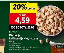 Lidl Pistacje kalifornijskie prażone solone Alesto oferta