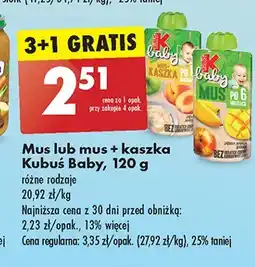 Biedronka Mus + kaszka jabłko morela Kubuś baby oferta