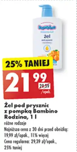 Biedronka Żel pod prysznic z pompką Bambino Rodzina, 1 l oferta