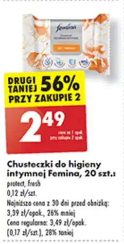 Biedronka Chusteczki do higieny intymnej Femina, 20 szt. oferta