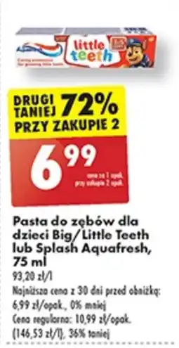 Biedronka Pasta do zębów dla dzieci Big/Little Teeth lub Splash Aquafresh, 75 ml oferta