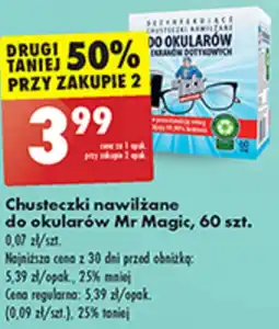 Biedronka Chusteczki nawilżane do okularów Mr Magic, 60 szt. oferta