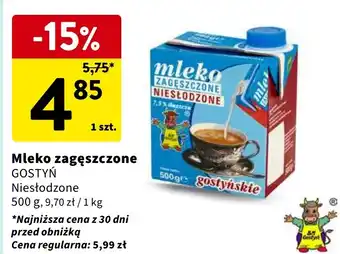 Intermarche Mleko zagęszczone GOSTYŃ 500g oferta