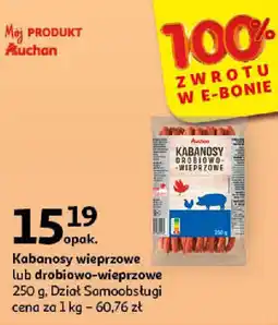 Auchan Kabanosy wieprzowe lub drobiowo-wieprzowe 250 g oferta