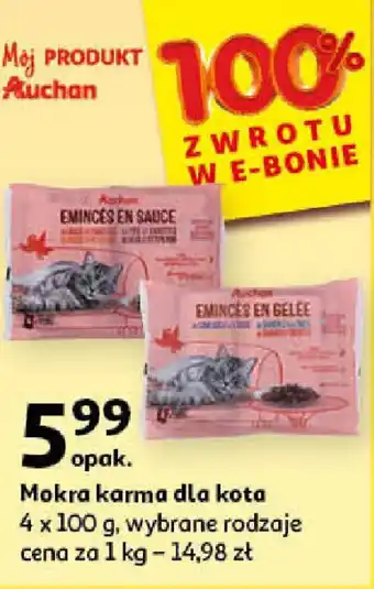 Auchan Mokra karma dla kota 4 x 100 g oferta