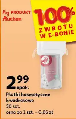 Auchan Płatki kosmetyczne kwadratowe 50 szt. oferta