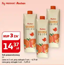 Auchan Sok pomarańczowy 3 x 1 l oferta
