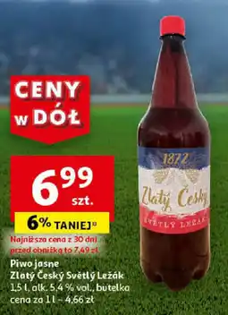 Auchan Piwo jasne Zlatý Český Světlý ležák 1,5 l oferta