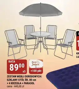 bi1 ZESTAW MEBLI OGRODOWYCH SZKLANY STÓŁ ŚR. 80 cm oferta